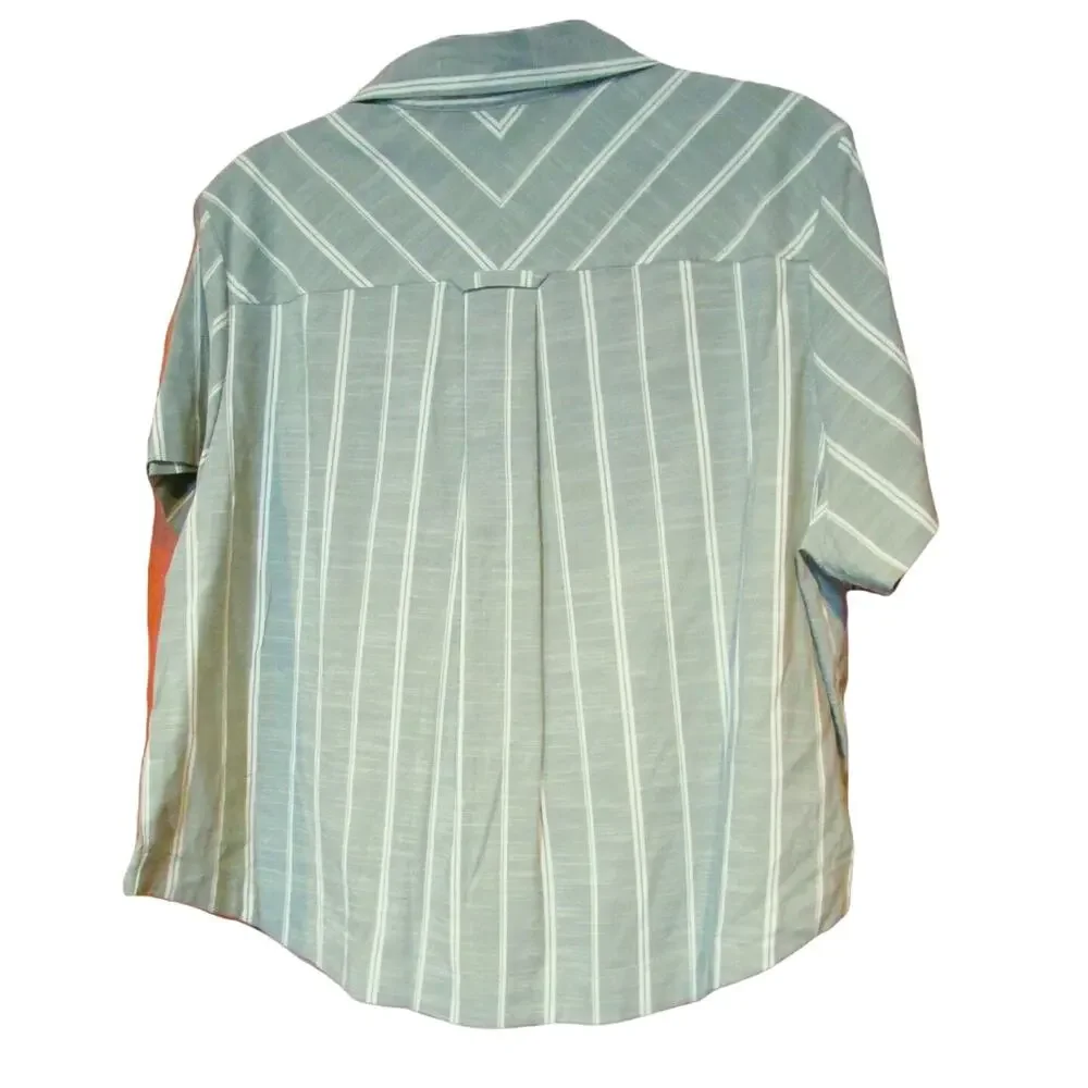 Auden Women's Sleepwear Pajama Top Green White Stripes Short Sleeves Size XL - Picture 3 of 8